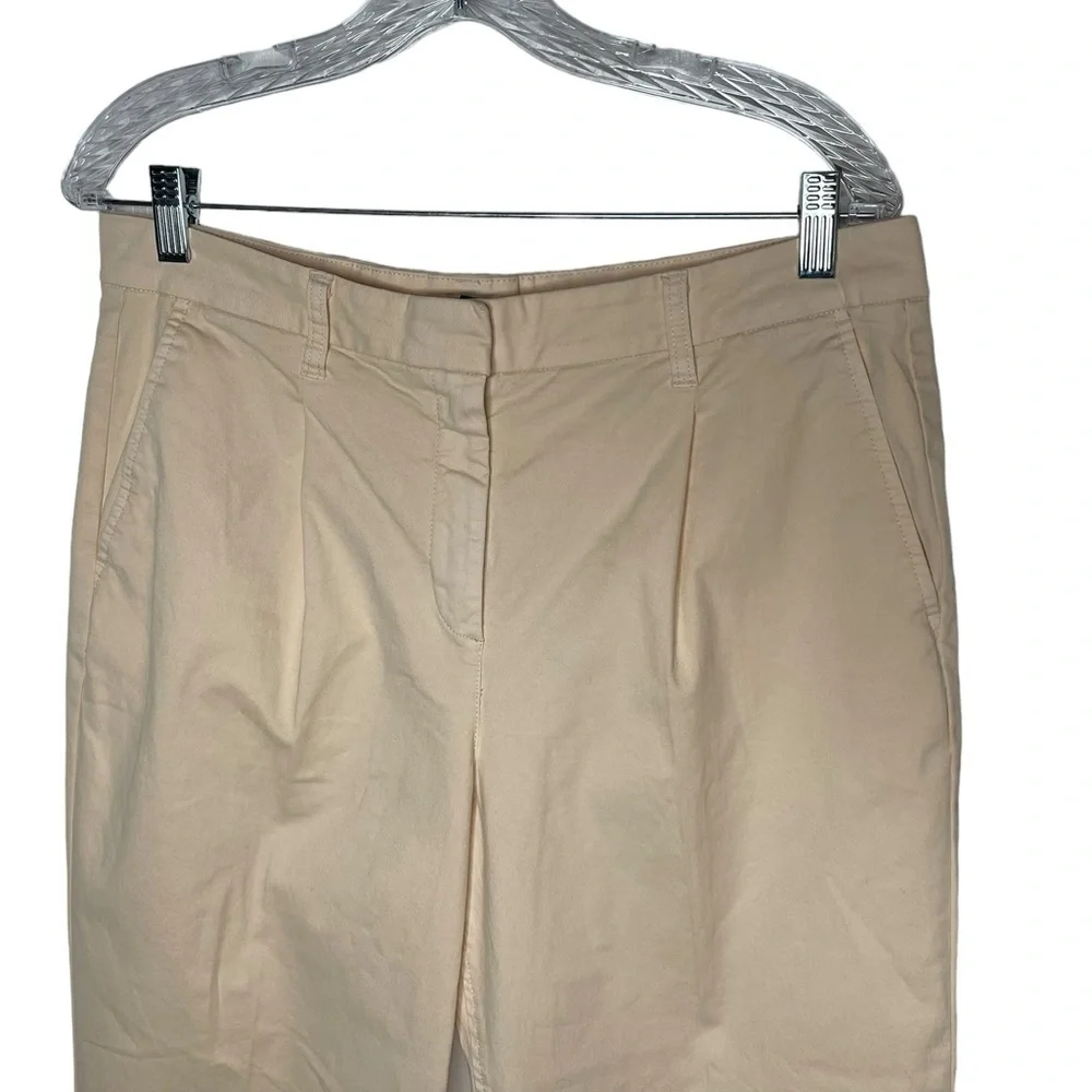 J.Crew Women’s Pleated khaki Pants Size 10 Straight Leg Zipper Closure Pockets